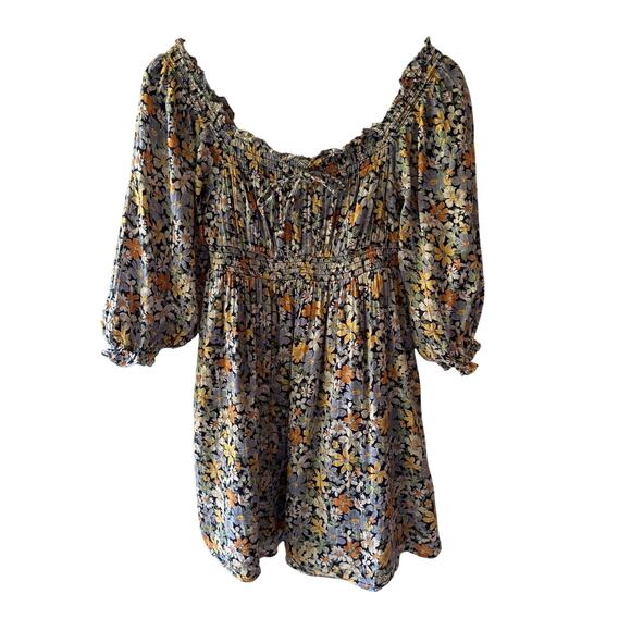 American Eagle Women’s Floral Off Shoulder A Line Mini Dress Size XS Boho Gypsy - Picture 9 of 11